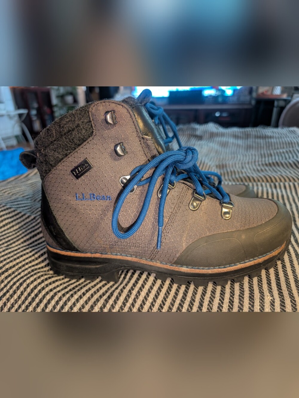 L L Bean Knife Edge Women's Gray Nylon Waterproof Vibram Sole Hiking Boots Sz 8 - Picture 8 of 16